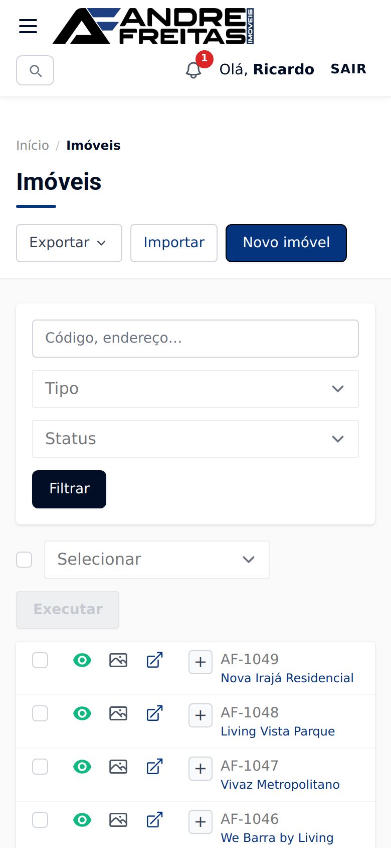 Tela Imóveis