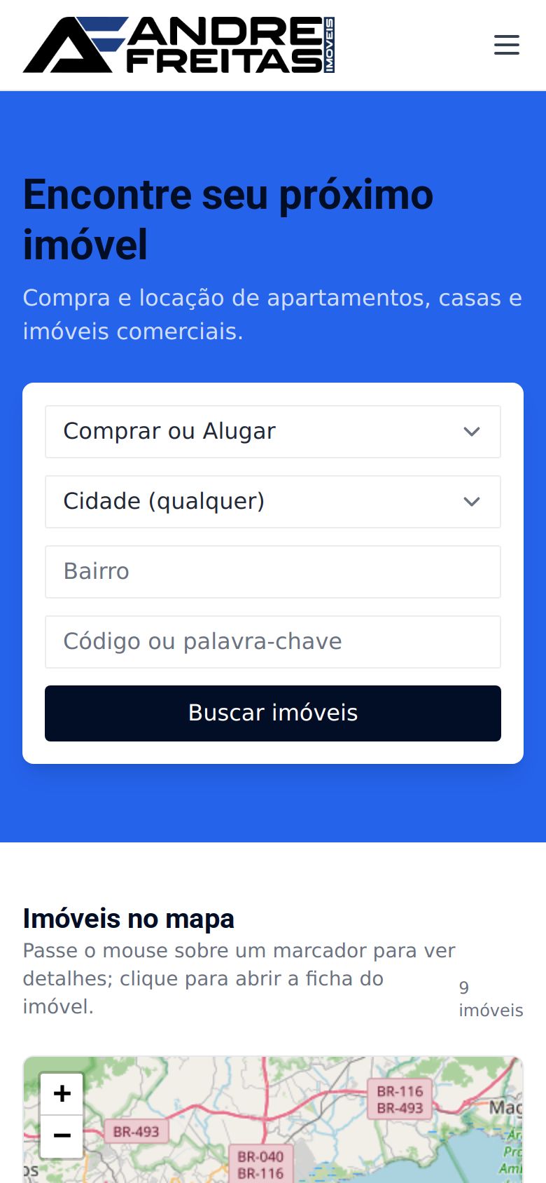 Tela Seu site