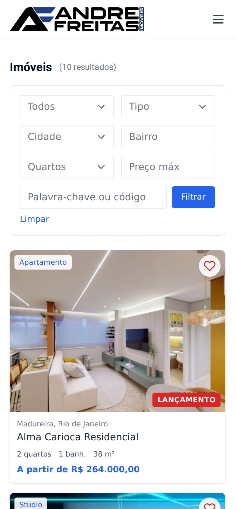 Tela Busca no site